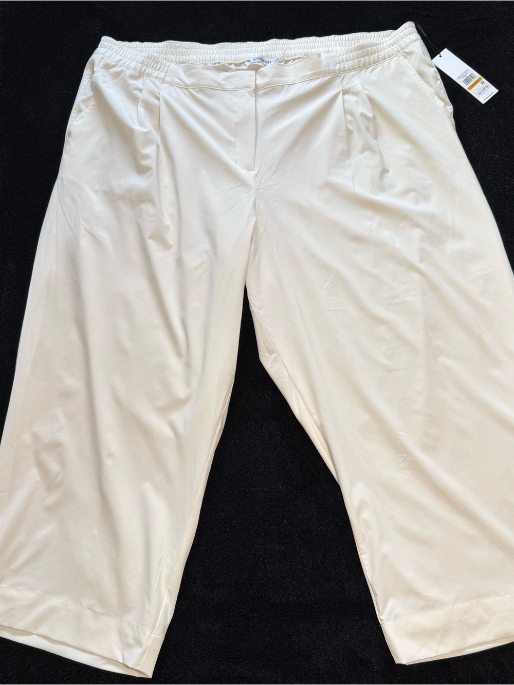 Women's White Elastic-Waist Casual Pants